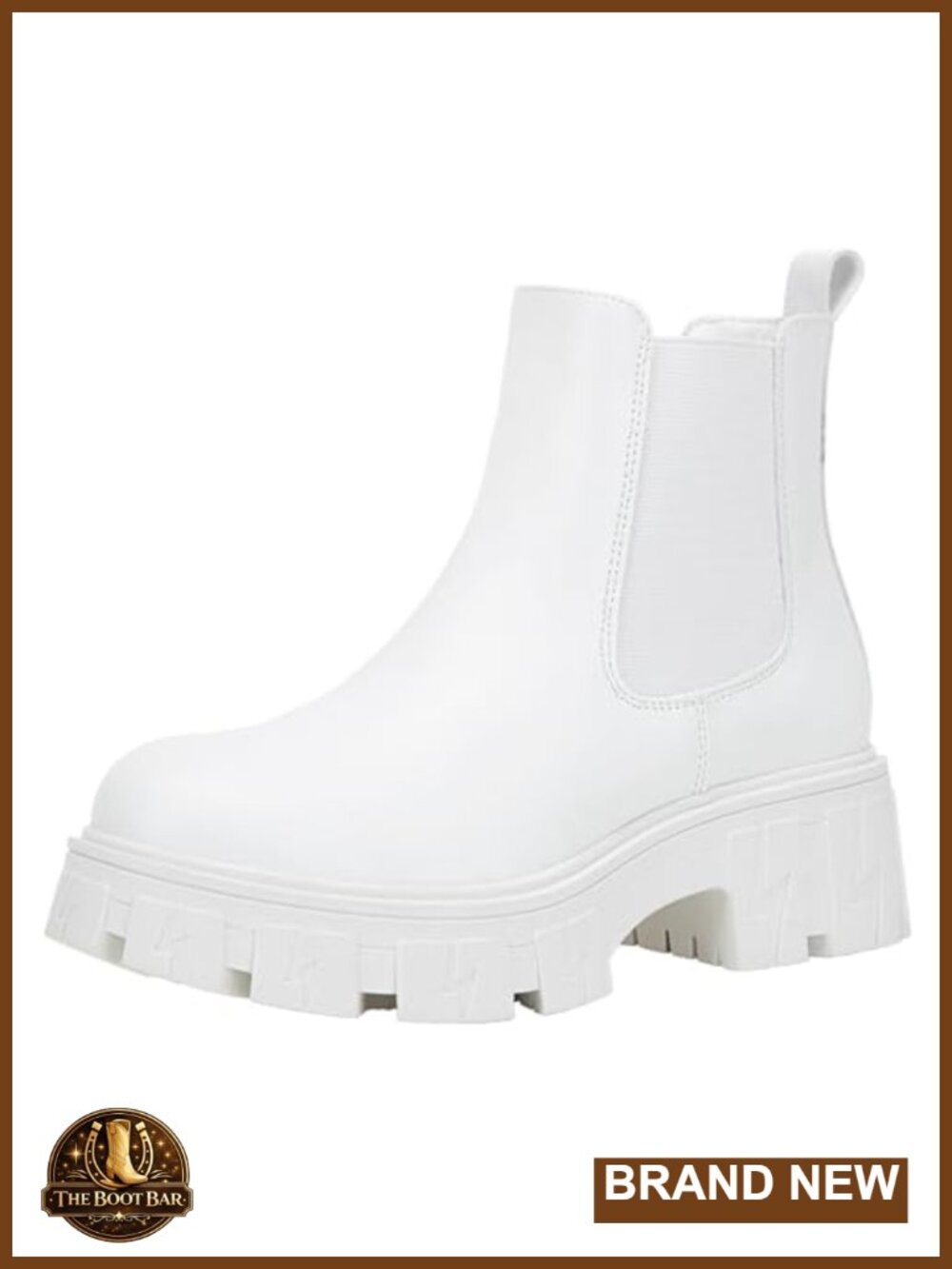 Women's Chelsea Combat Boots Chunky Platform Faux Leather Ankle Booties